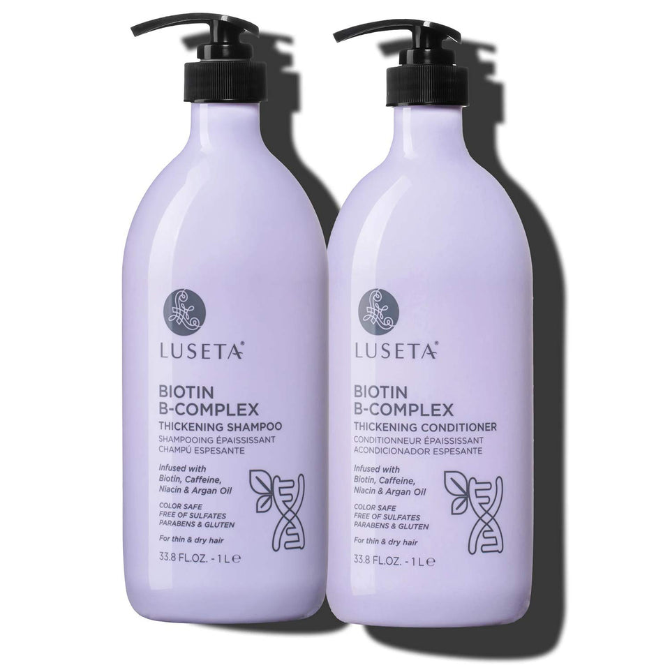 L LUSETA front packaging showing shampoo and conditioner set and benefits