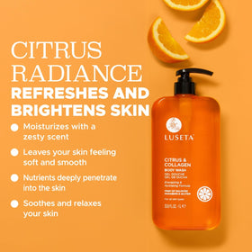 L LUSETA ingredient label focused on collagen and citrus extracts for transparency