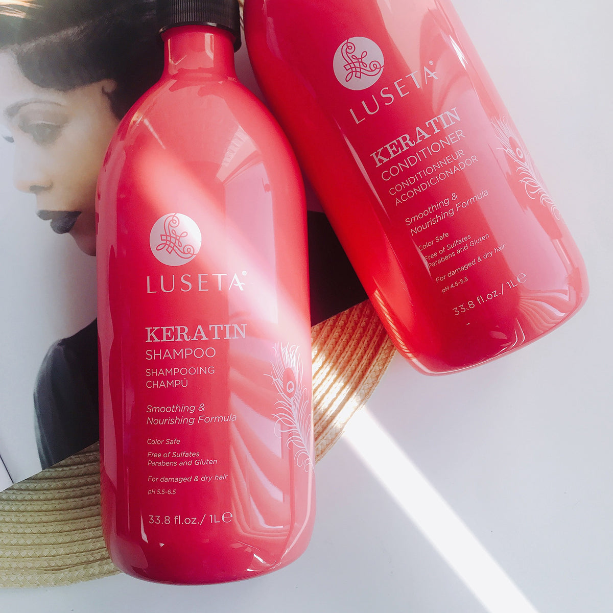L LUSETA before and after image showing reduced frizz and improved manageability