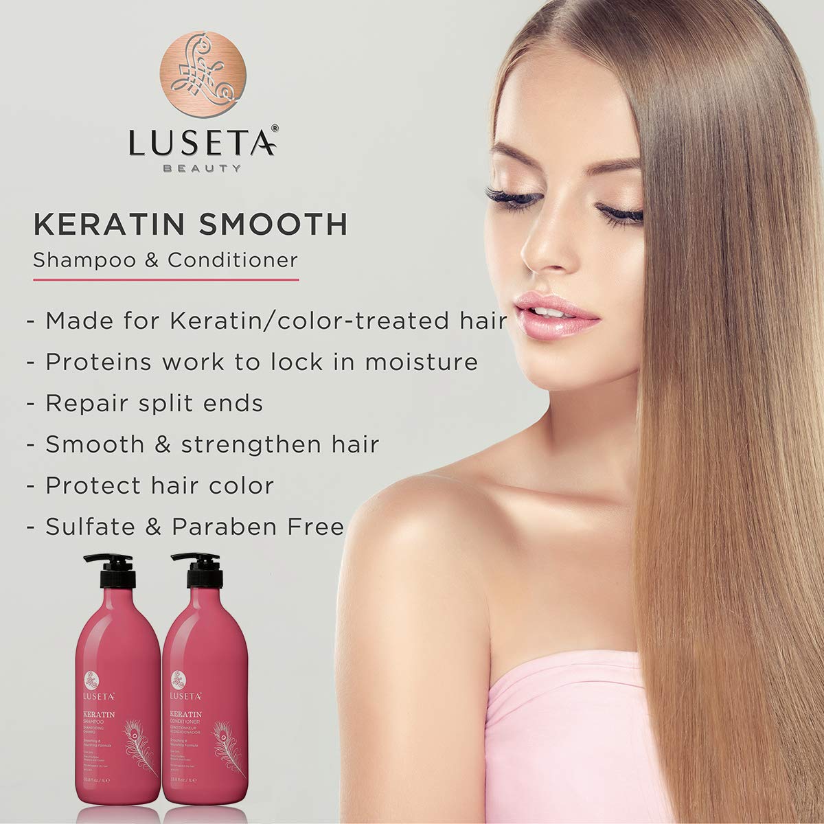 L LUSETA pump top close-up for easy dispensing and controlled usage