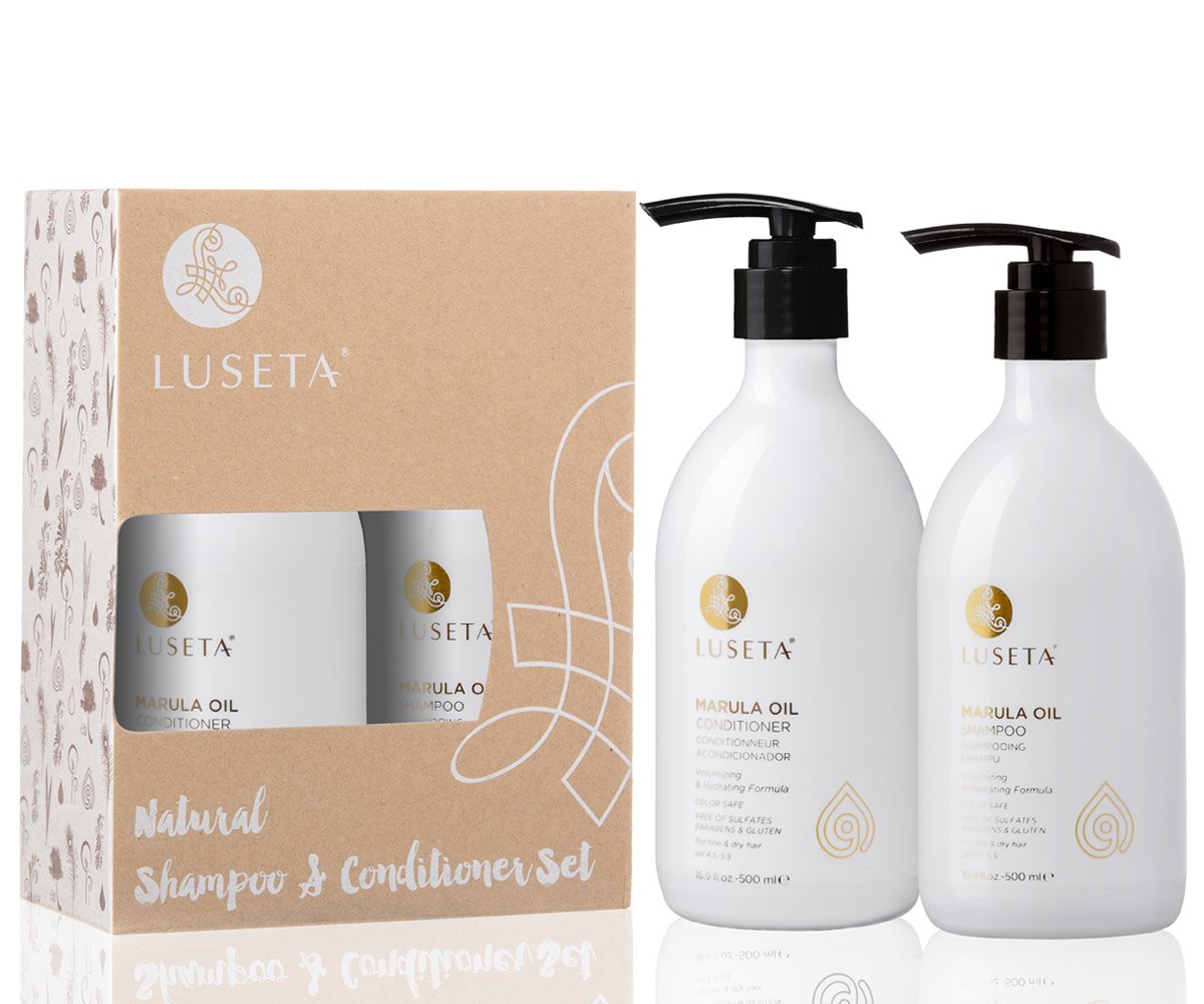 L LUSETA side label details highlighting ingredients and product benefits