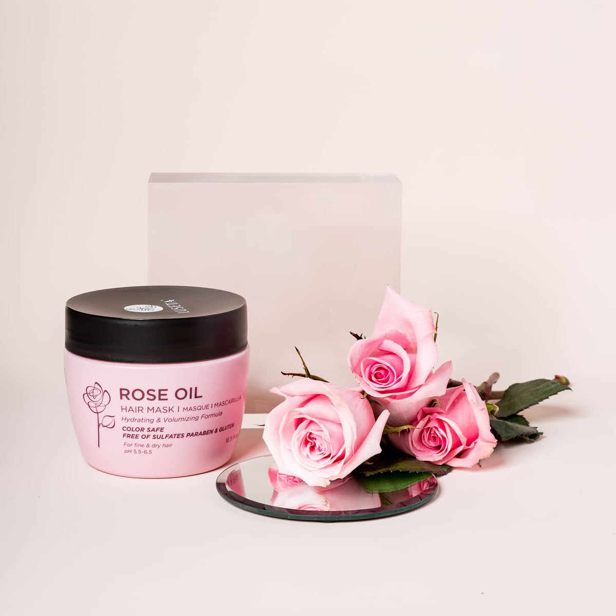 L LUSETA creamy mask texture close-up highlighting hydration benefits and richness