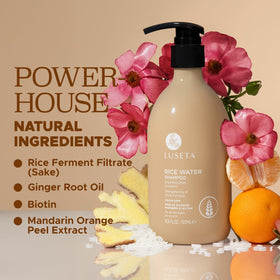 L LUSETA shampoo in hand during use for manageable lather benefit