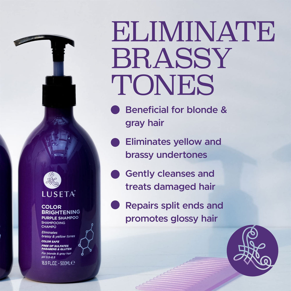L LUSETA pump and label close-up highlighting instructions and gentle formula benefit