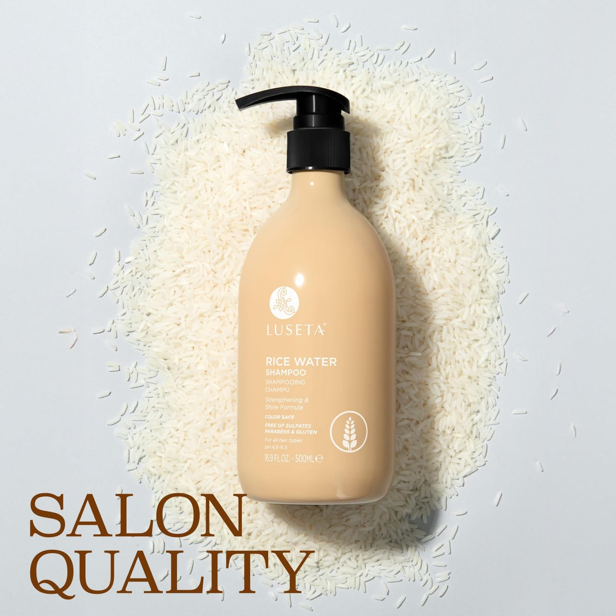 L LUSETA shampoo foam texture closeup that indicates gentle cleanse