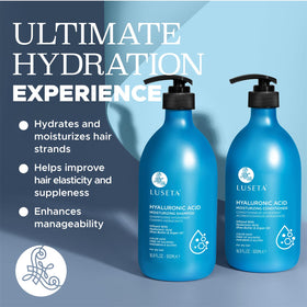 L LUSETA shampoo creamy texture showing hydration and lather benefits