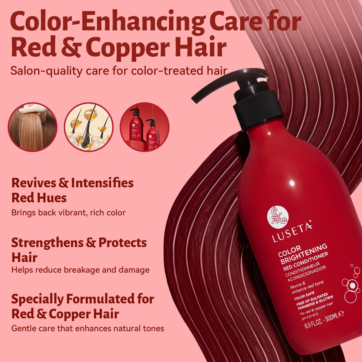 L LUSETA shampoo lathered in hand to show gentle foam and safe cleansing