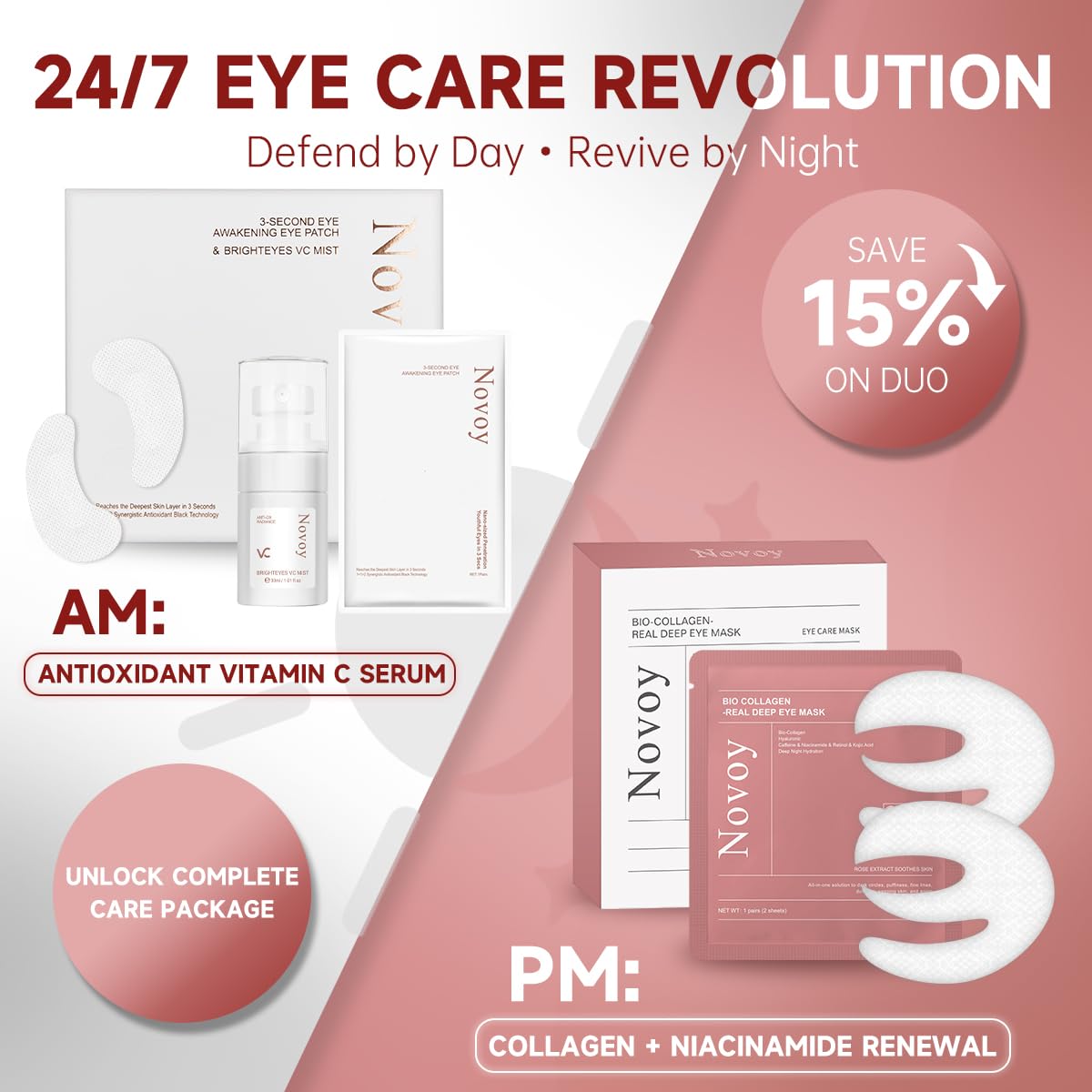 LLVYUO patch on bedside table in nighttime setting for overnight treatment routine