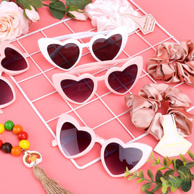 Loanzeg heart sunglasses prop adding playful bridal photo touch