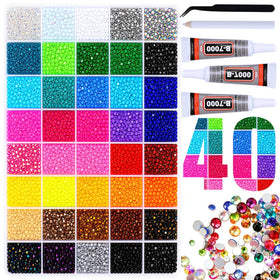 Loboout front packaging displaying 40,000 rhinestones and three glue bottles for complete kits