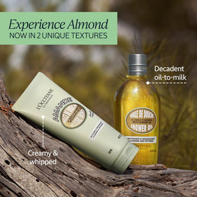 L'OCCITANE shower setup lifestyle scene offering indulgent ritual and sensorial benefit