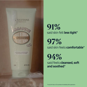 L'OCCITANE whipped texture close-up illustrating creamy lather and softening benefit