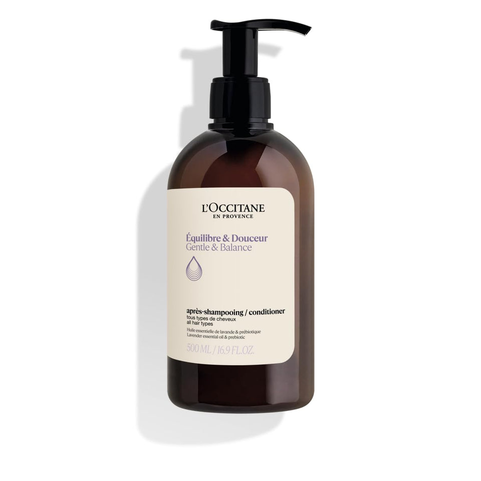 L'OCCITANE Aromachologie conditioner front bottle showing brand and size, highlights silicone-free benefit