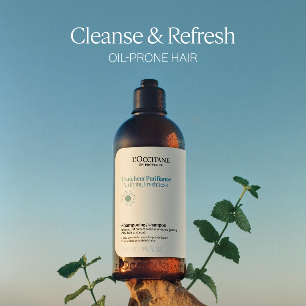 L'Occitane label and pump detail emphasizing ingredient transparency and ease of use