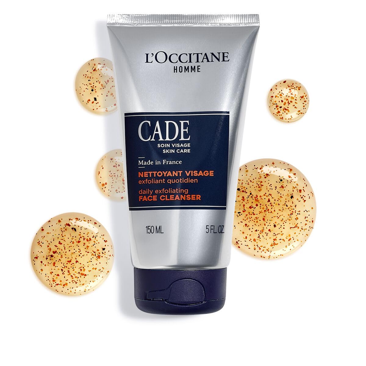 L'Occitane texture close-up showing exfoliating particles and gentle scrub benefit