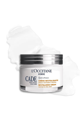 L'OCCITANE Cade cream on bathroom shelf suggesting daily grooming routine benefit