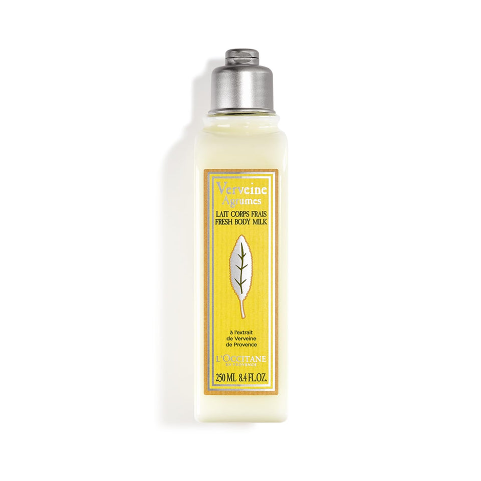L'OCCITANE front bottle showing fresh verbena packaging and clear branding benefit: recognizable gift-ready design