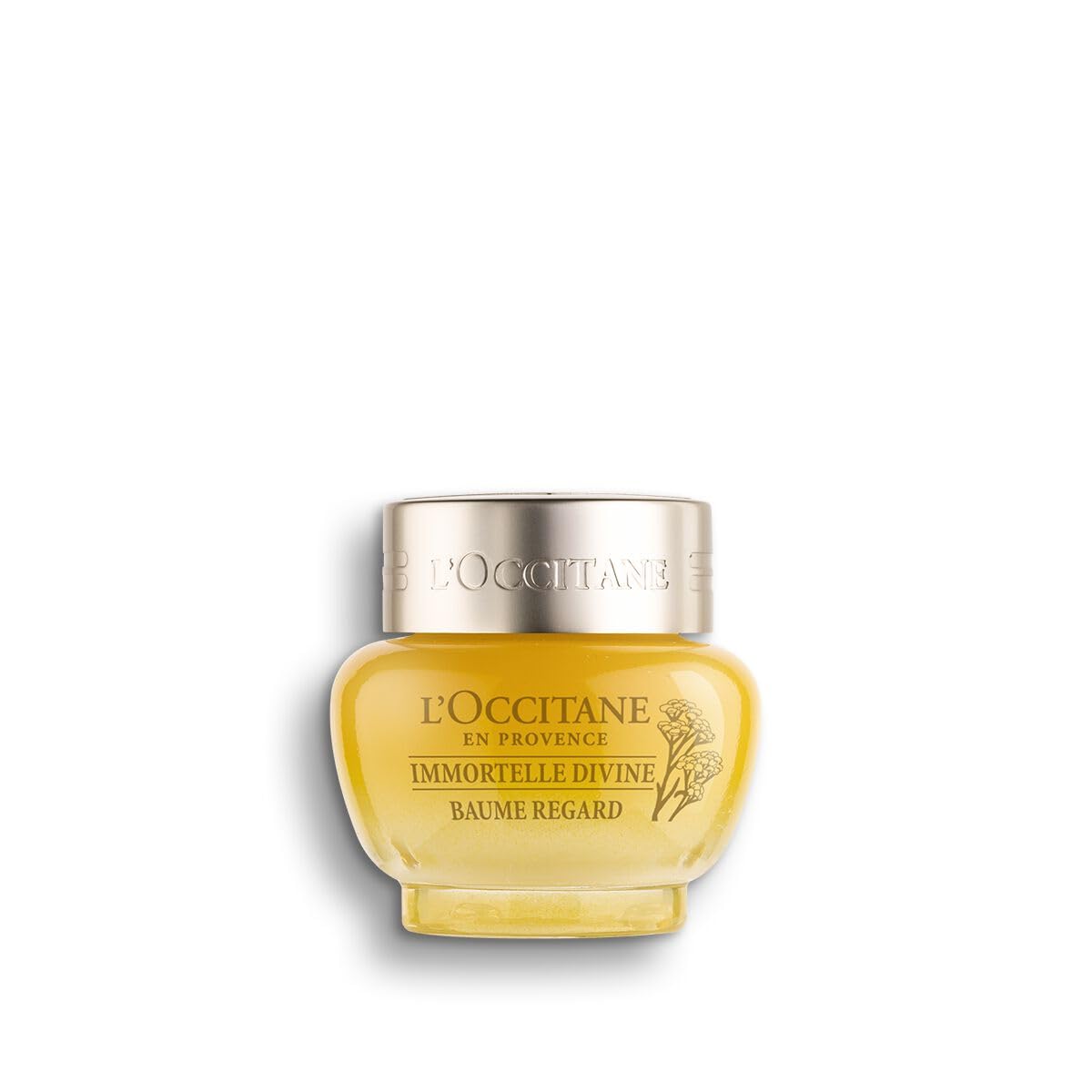 L'Occitane Divine Eye Balm jar front view showing product and brand benefits