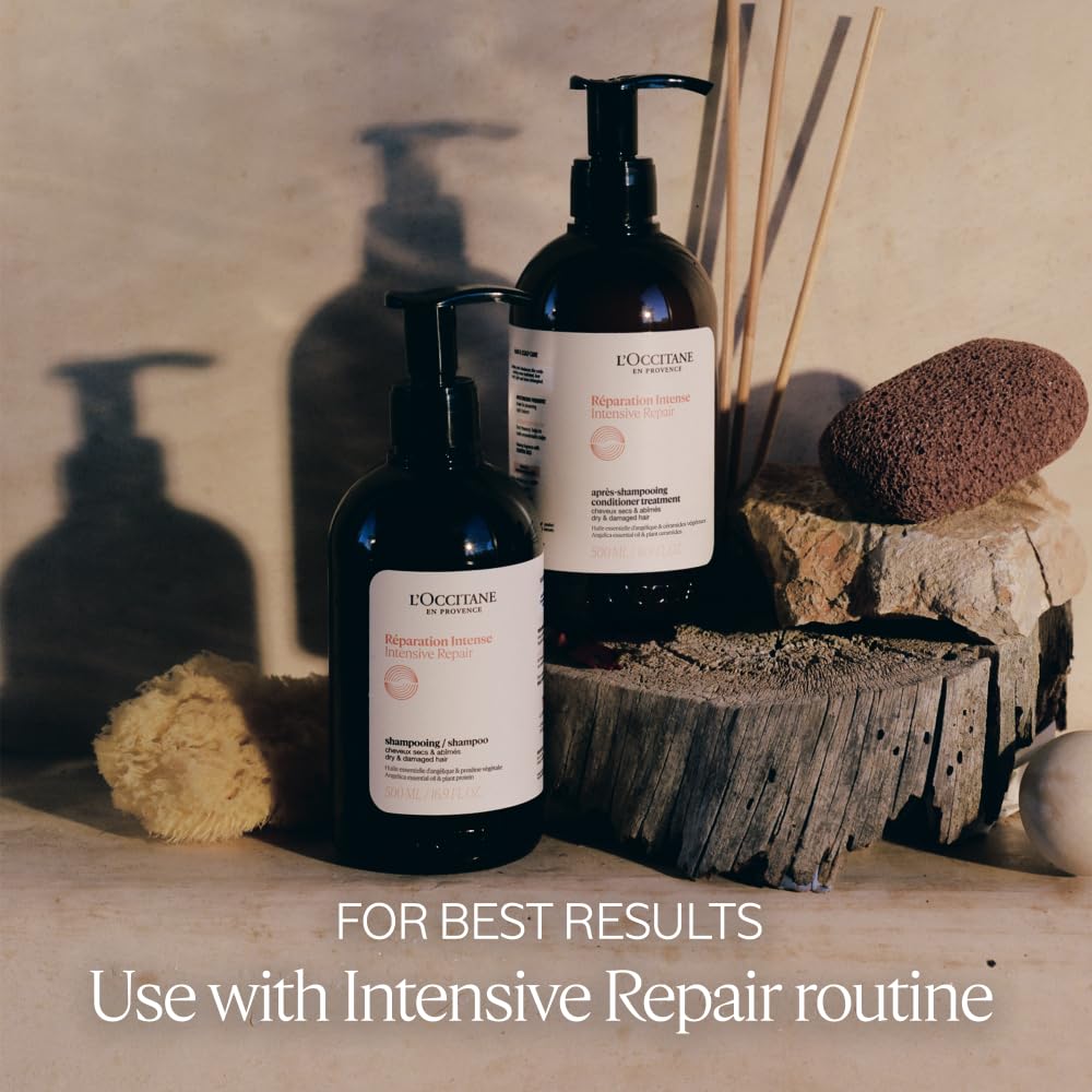 L'OCCITANE before-and-after hair photo showing improved shine and manageability