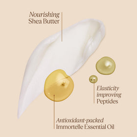 L'Occitane balm being applied to arm demonstrating firming and smoothing benefit