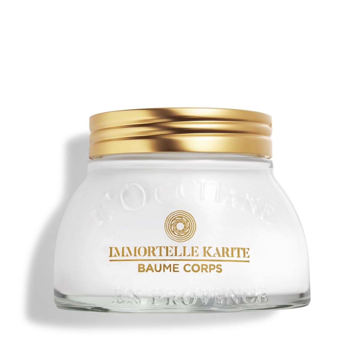 L'Occitane Immortelle Shea Body Balm front jar shows product packaging and premium finish