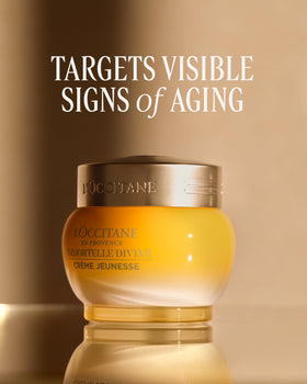 L'OCCITANE open jar top view revealing smooth cream and nourishing finish