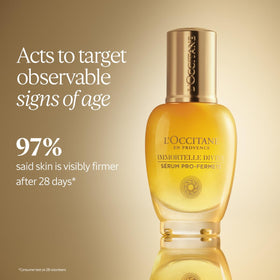 L'Occitane Immortelle Divine Serum pump close-up highlighting hygienic dispensing and control