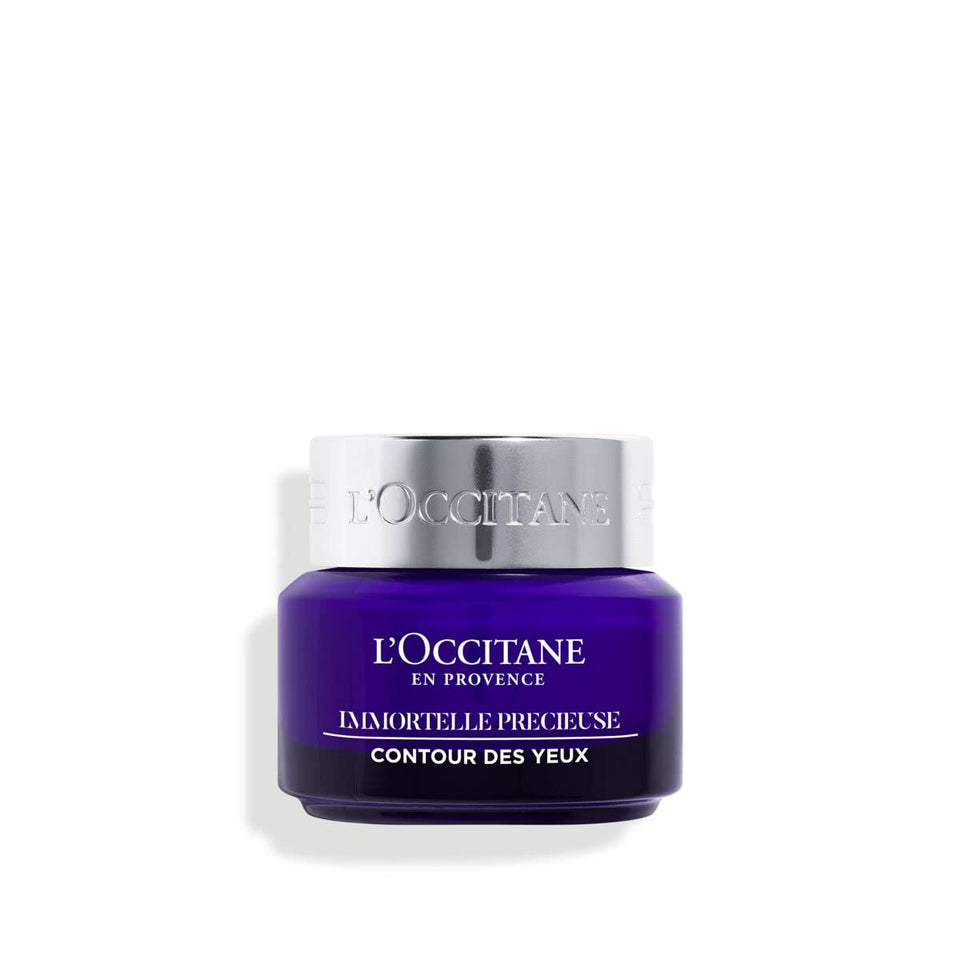 L'OCCITANE front packaging of Immortelle Precious Eye Contour, elegant protective design