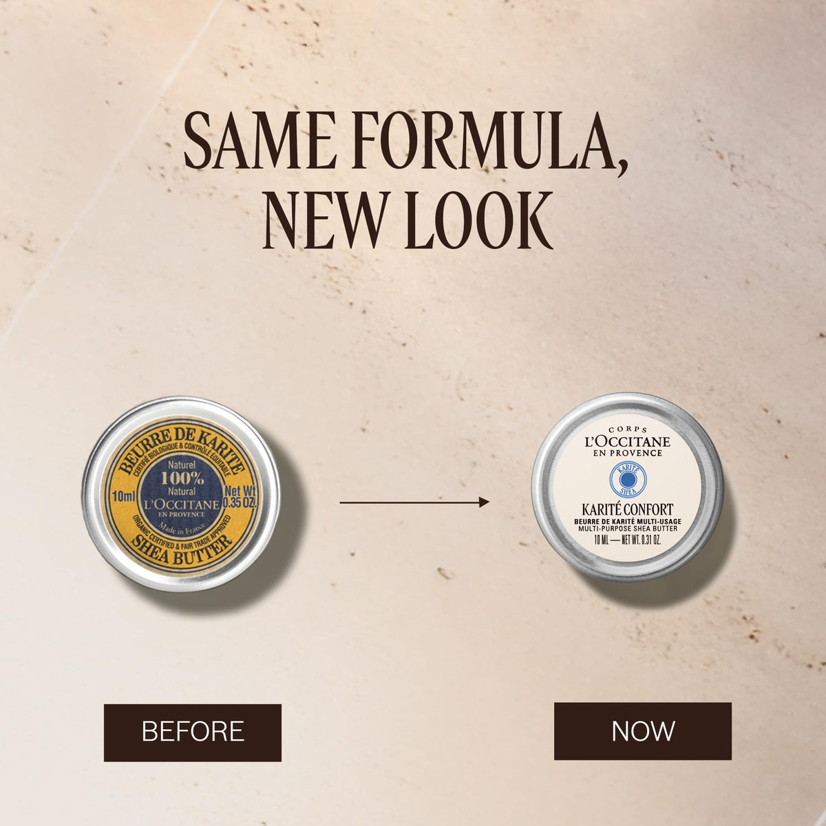 L'OCCITANE open tin close-up revealing rich shea butter texture and easy melting