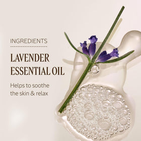 L'OCCITANE label detail highlighting lavender essential oil and product information