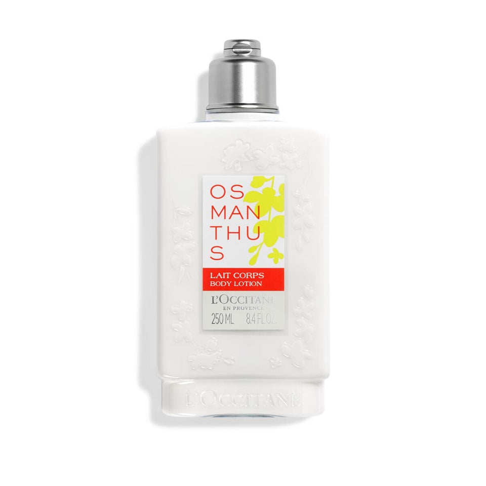 L'OCCITANE front bottle view showing label and elegant packaging benefit: recognizable gift-ready presentation