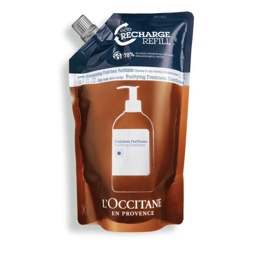 L'OCCITANE front packaging showing bottle and label, lightweight conditioning benefit