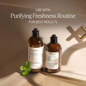 L'OCCITANE conditioner in a bathroom scene, fresh hair and minimal residue
