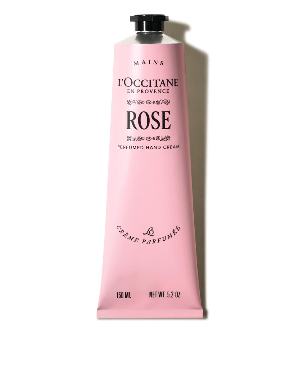 L'OCCITANE Rose Hand Cream front tube showing brand and rose label, conveys luxury