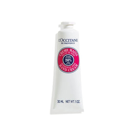 L'Occitane front view of rose heart tube showing portable design and nourishing benefits