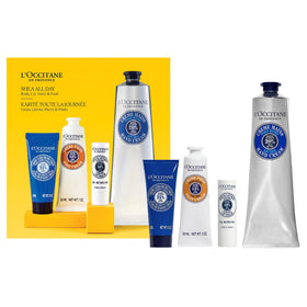L'OCCITANE shea set packaging front showing complete gift set and presentation benefit