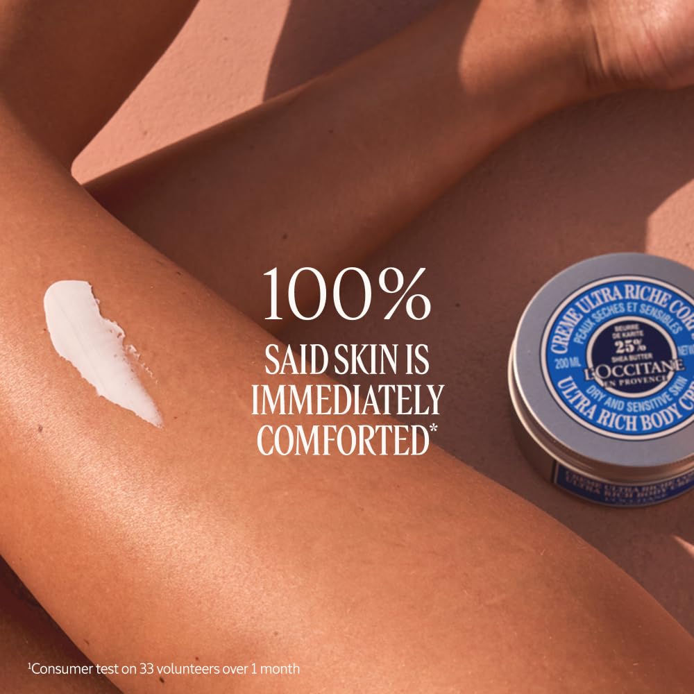 L'OCCITANE shea foot cream being applied to heel showing repair and comfort benefit