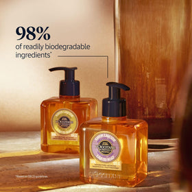 L'OCCITANE lather texture with creamy foam indicating softening effect