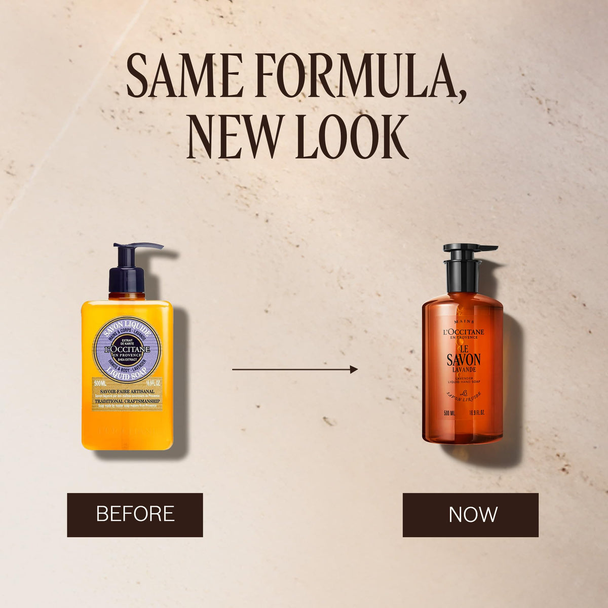 L'OCCITANE pump closeup allowing easy one-handed dispensing benefit