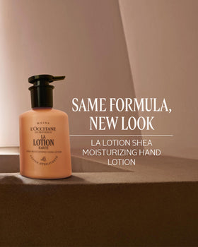 L'Occitane texture swipe showing creamy lotion and fast absorption benefit