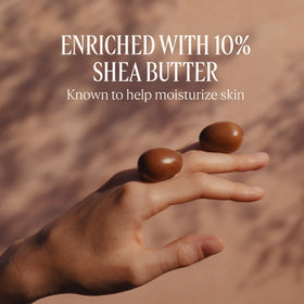L'Occitane shea scrub applied to hands demonstrating fast exfoliation and softened skin