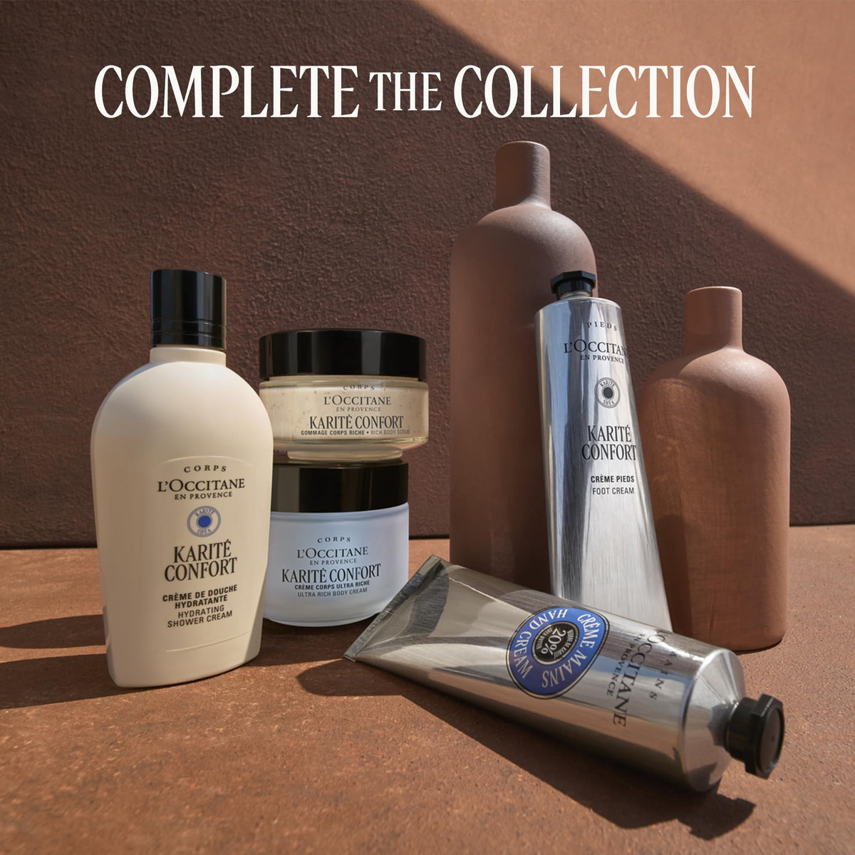 L'OCCITANE in bathroom setting conveying calming daily-routine benefit