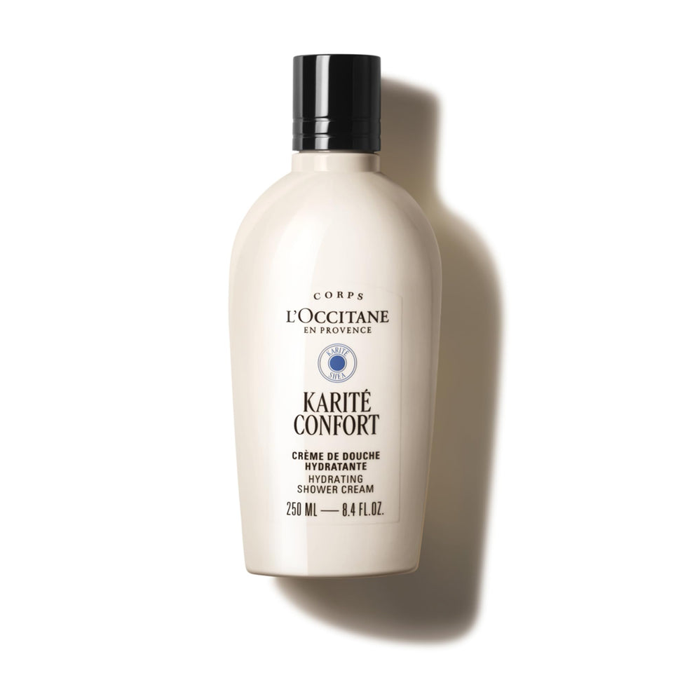 L'OCCITANE bottle front view showing product and soothing benefits