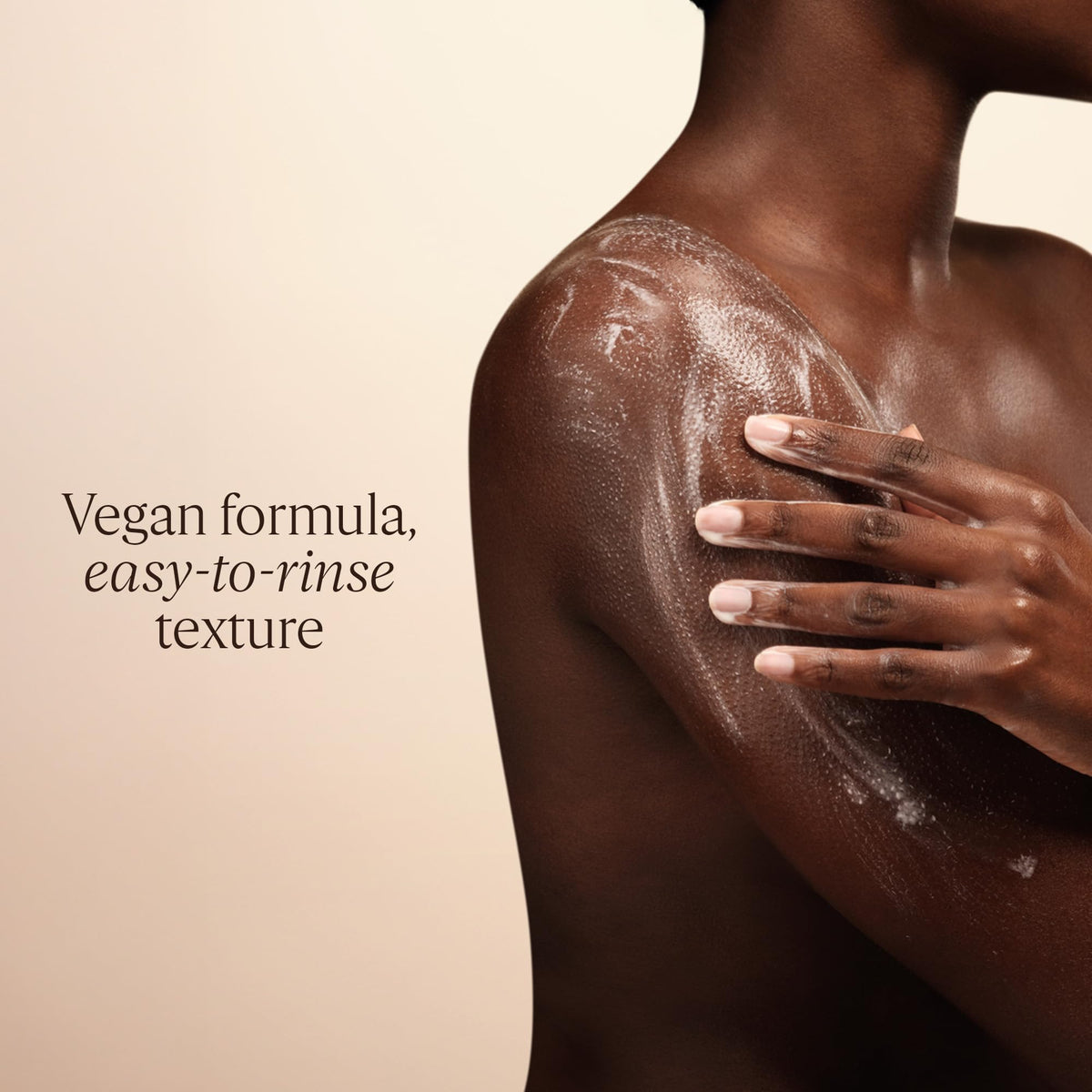 L'OCCITANE pour of cream onto wet skin showing easy application benefit
