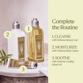 L'OCCITANE bottle staged in bathroom to convey refreshing morning ritual