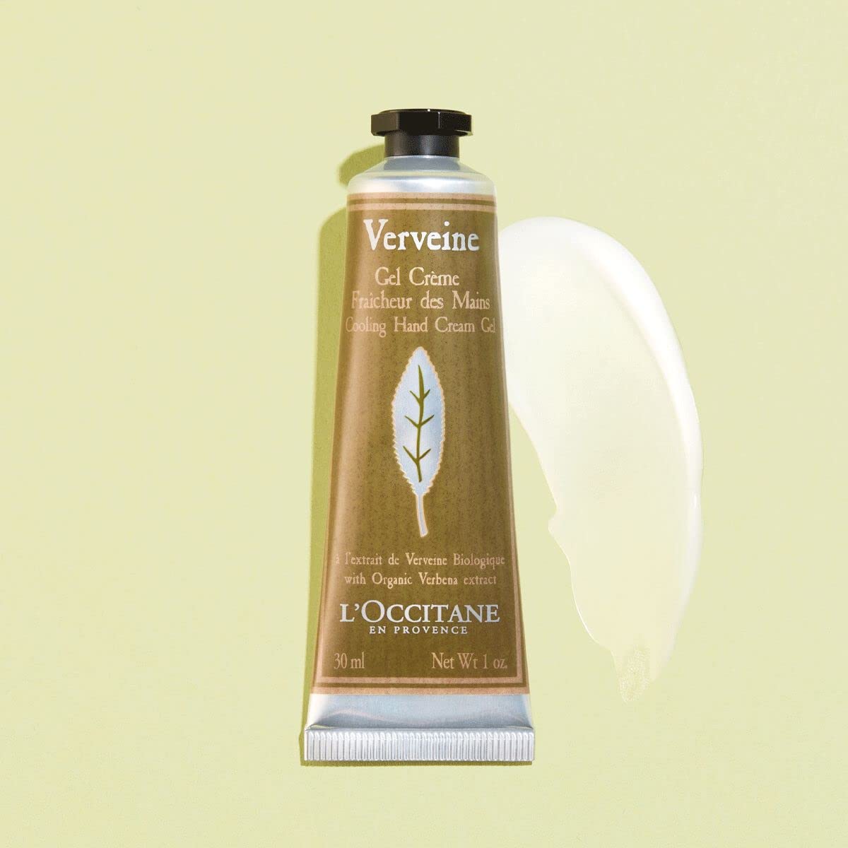 L'Occitane gel-cream texture close-up illustrating quick absorption