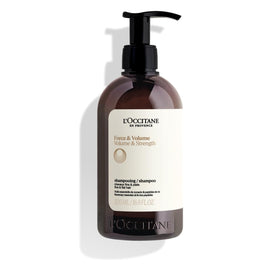 L'OCCITANE front bottle view showing label and volumizing benefit