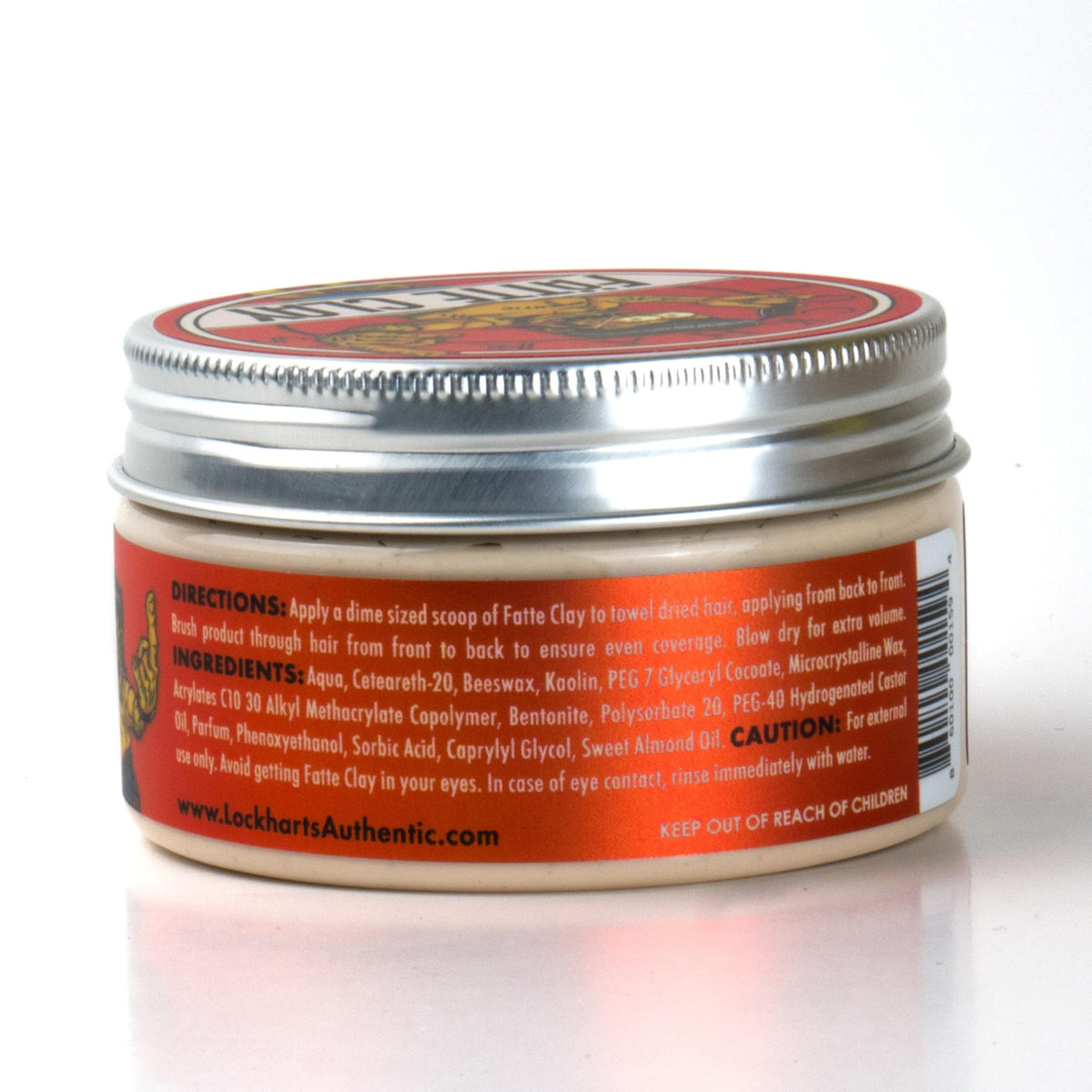 Lockhart's Fätte Clay label and ingredient list close-up showing salon-grade quality