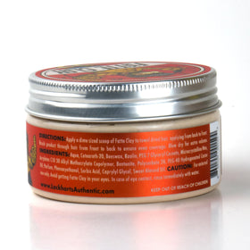 Lockhart's Fätte Clay label and ingredient list close-up showing salon-grade quality
