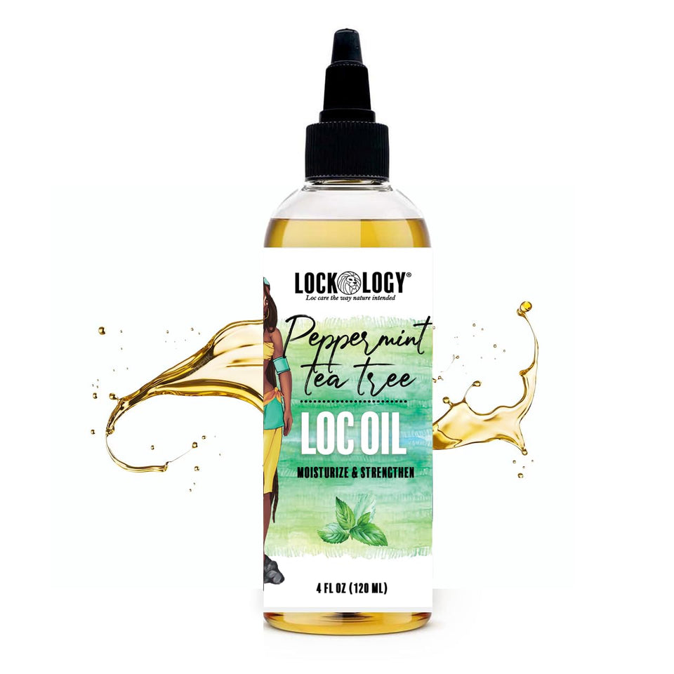 Lockology front bottle showing peppermint tea tree blend and clear labeling benefits